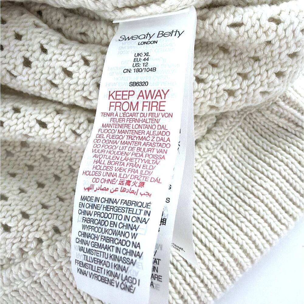 Sweaty Betty Women's Lily White Tides High Open Weave Jumper Size 12 - Picture 6 of 8